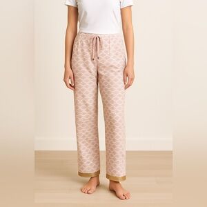 Guagoa Green Label Women's Pink/White Lounge Pants w Travel Pouch NWT L #1649